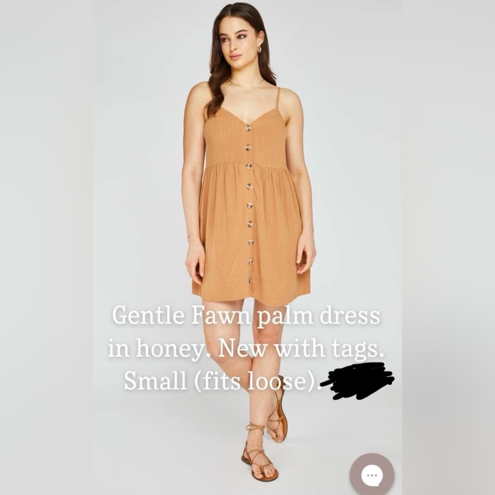 Gentle Fawn Palm dress in honey NWT Small loose fit button front lightweight